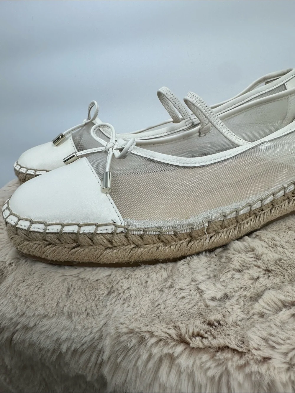 DOLCE VITA Cambre Ballet Flats White Mesh Classic Espadrille